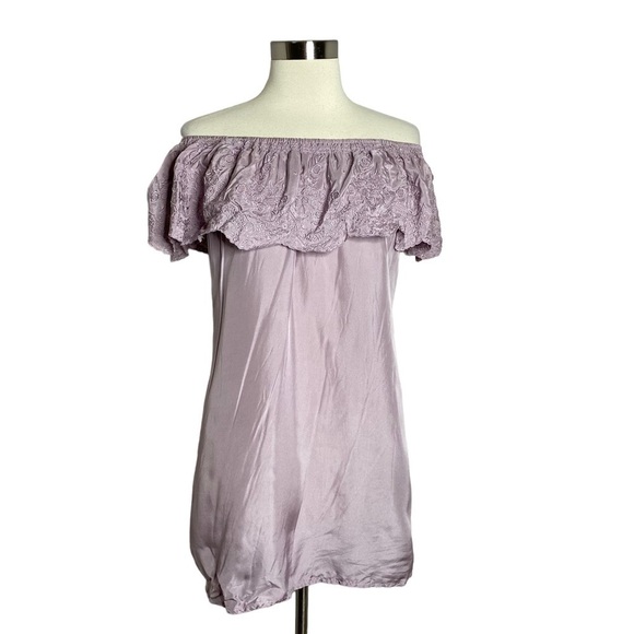 Soft Surroundings Lilac Silk Off The Shoulder Top - Picture 1 of 6